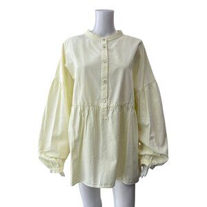 NWT Marina Sport Butter Yellow Cotton Blouse Fastigo Tunic Top size FR 54/20